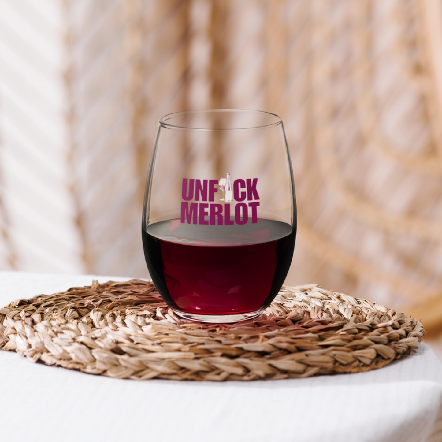 Rebel Pour Glass: Stemless in Pink